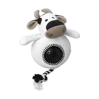 House of Paws Cord Dog Toy with Spiky Ball (Cow)