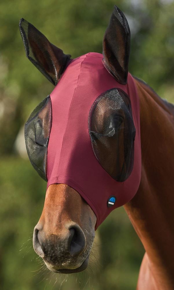 Weatherbeeta Comfitec Stretch Fly Mask with Ears (Burgundy/Black)