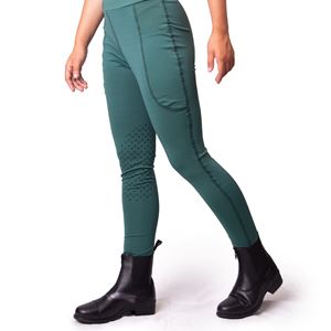 Gallop High-Waist Pocket Silicone Knee Tights (Green)