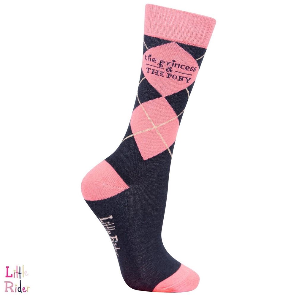 The Princess and the Pony Socks by Little Rider (Pack of 3) - Navy/Peach