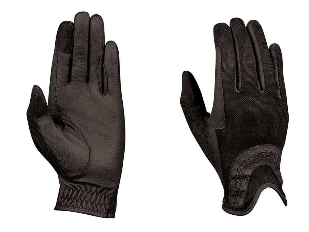Dublin Pull On Glitter Mesh Back Riding Gloves (Black)