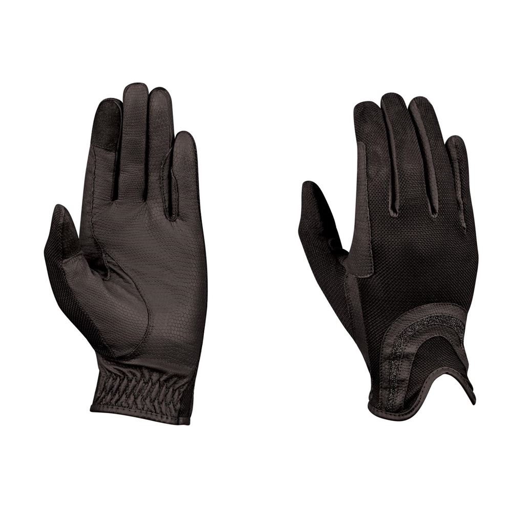 Dublin Pull On Glitter Mesh Back Riding Gloves (Black)