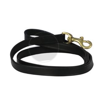 Benji & Flo Deluxe Padded Leather Dog Lead (Black/Brass)