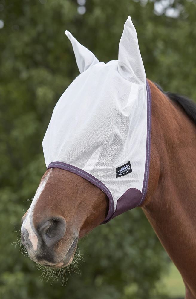 Weatherbeeta Comfitec Essential Fly Mesh Mask (White/Maroon/Grey)