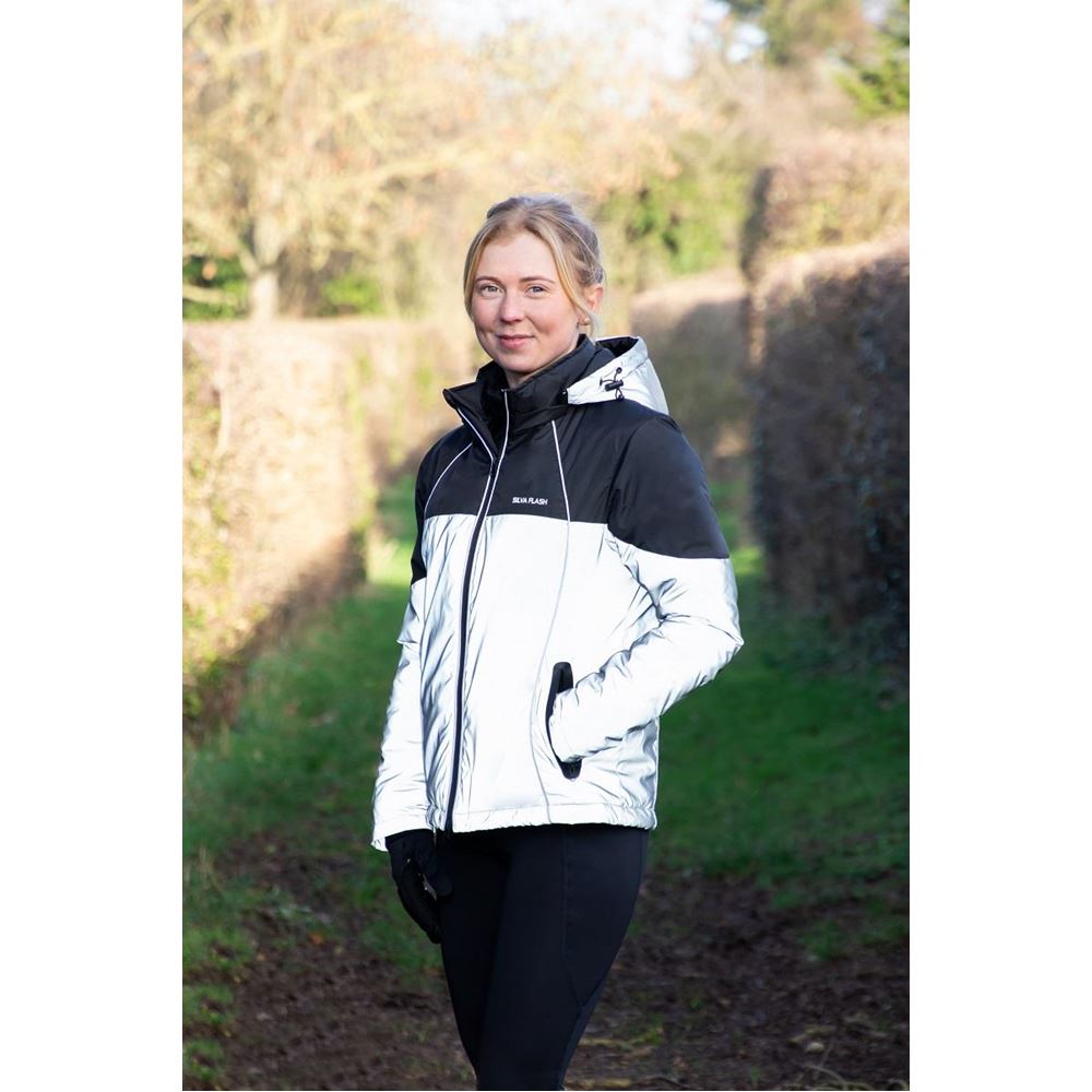 Hy Equestrian Silva Flash Waterproof Duo Padded Jacket (Black/Reflective Silver)