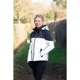 Silva Flash Waterproof Duo Padded Jacket by Hy Equestrian (Black/Reflective Silver)