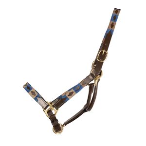 Hy Equestrian Polo Leather Head Collar (Navy/Fossil)