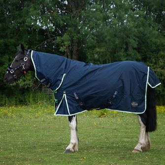 Gallop 600D Trojan DURAPROOF Lightweight Combo Turnout Rug - 0g (Navy/Green)