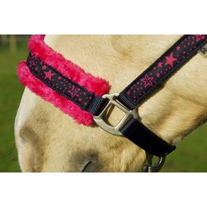 Rhinegold Crystal Star Headcollar & Lead Rope Set (Navy/Pink)