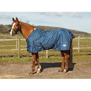 Rhinegold Atlanta Lightweight Fleece Lined Outdoor Rug - 0g (Navy Check)