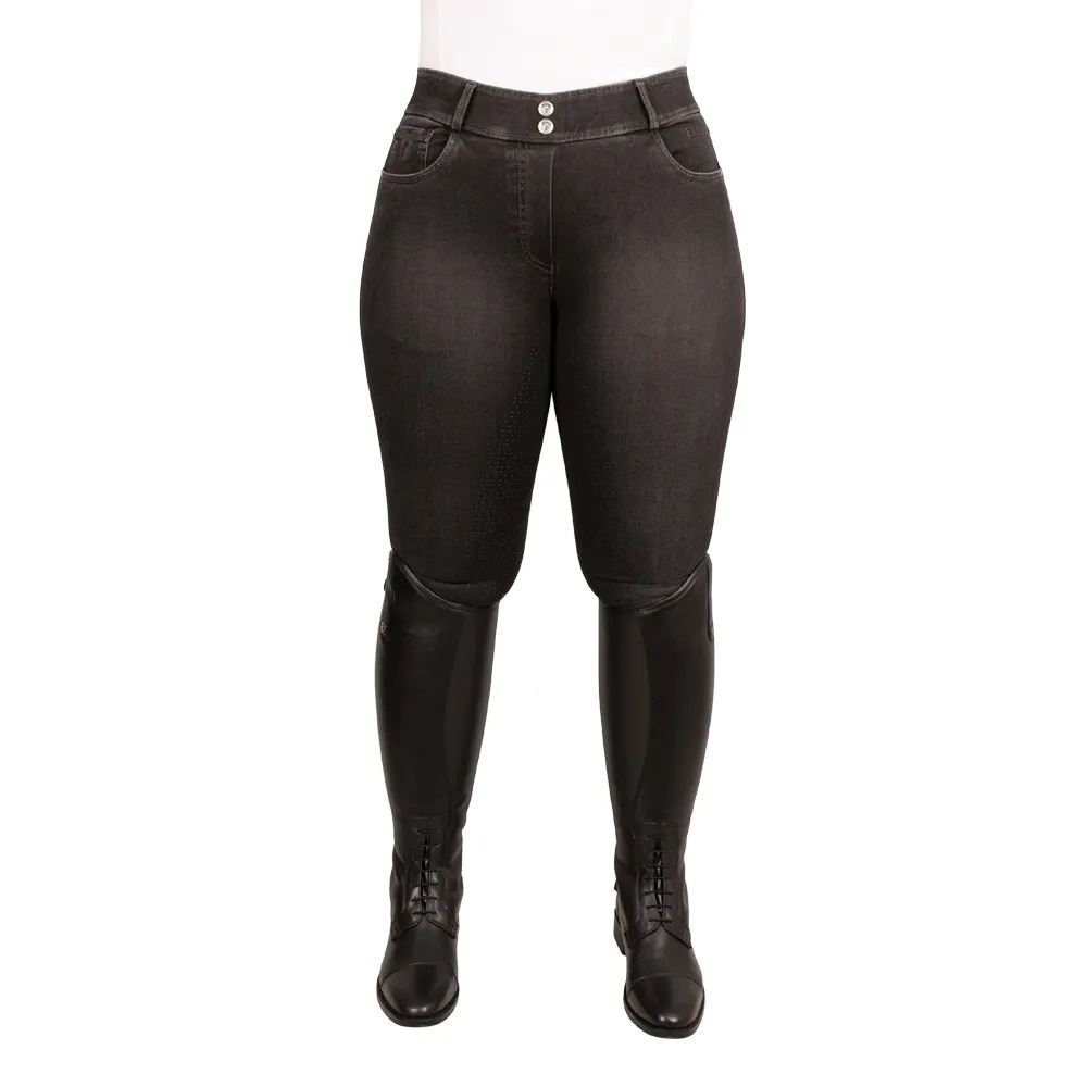 Hy Equestrian Ladies Elevate Style Denim Breeches (Black)