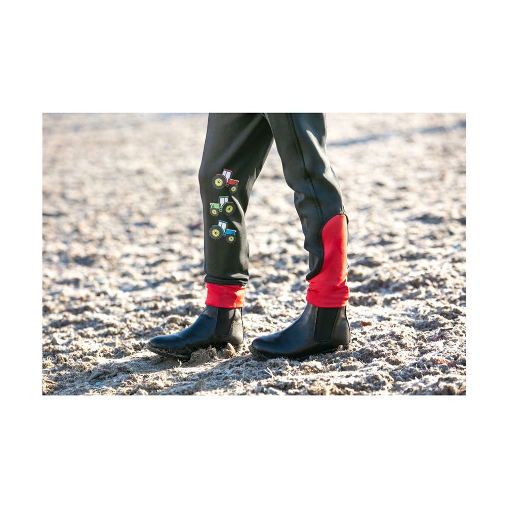 Tractor Collection Riding Tights By Little Knight (Charcoal Grey/Red)