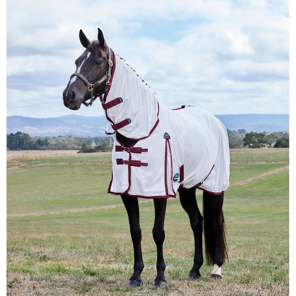 WeatherBeeta ComFiTec Essential Fly Sheet Combo (White/Burgundy)