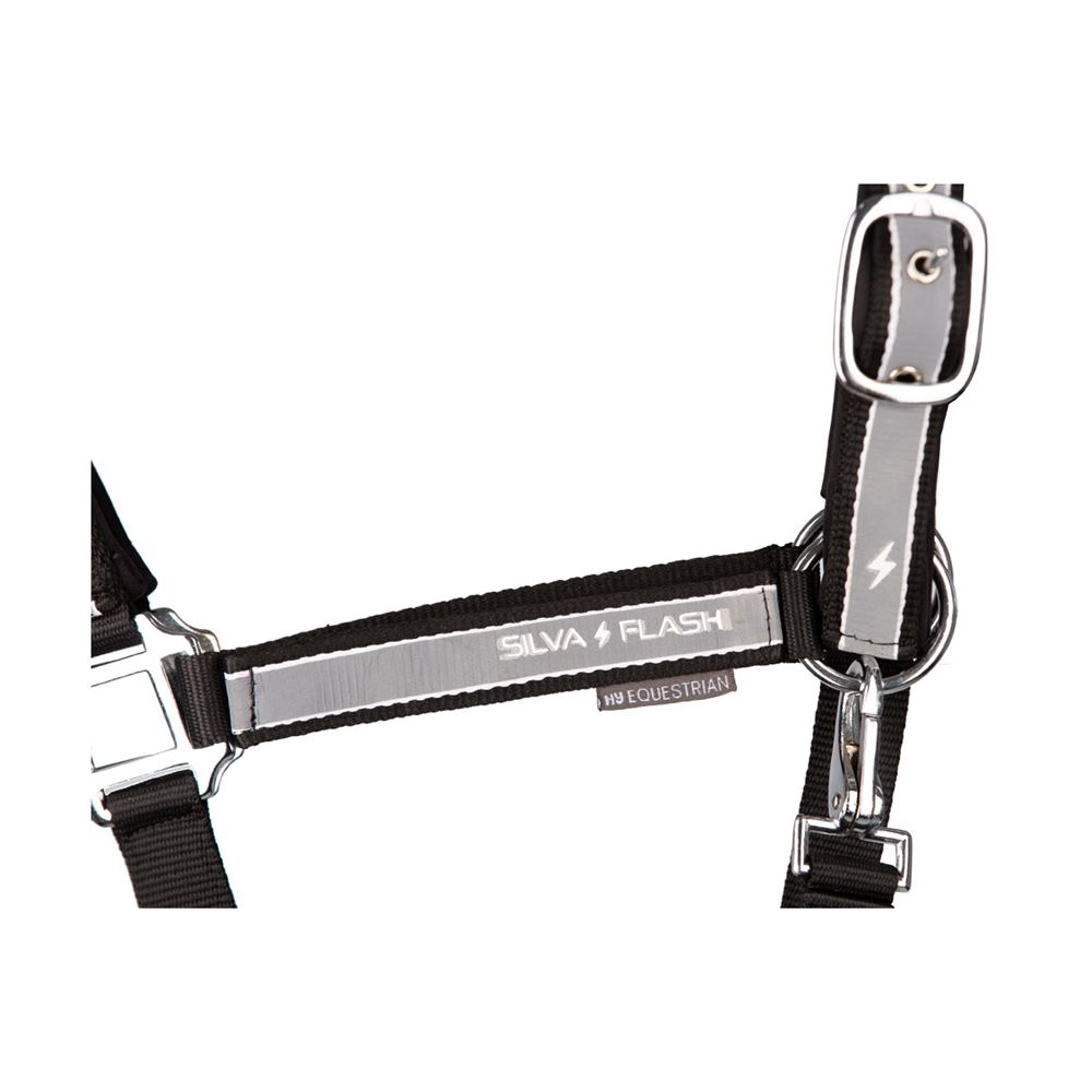 Hy Equestrian Silva Flash Head Collar (Black/Reflective Silver)