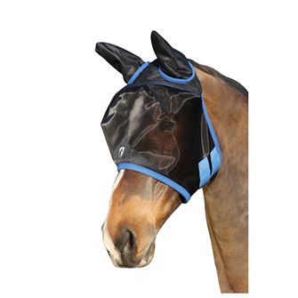 Hy Equestrian Mesh Half Mask with Ears (Black/Palace Blue)