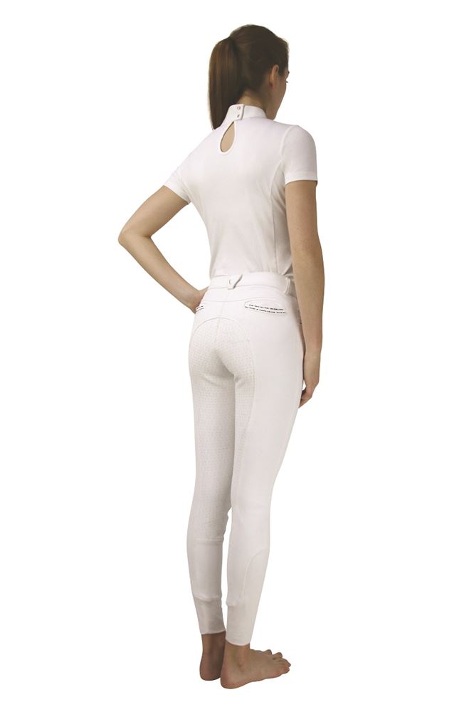 Hy Equestrian Roka Rose Breeches (White with Navy/Rose Gold Diamantes)