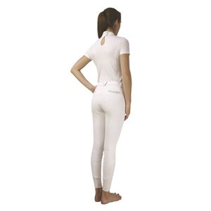 Hy Equestrian Roka Rose Breeches (White with Navy/Rose Gold Diamantes)