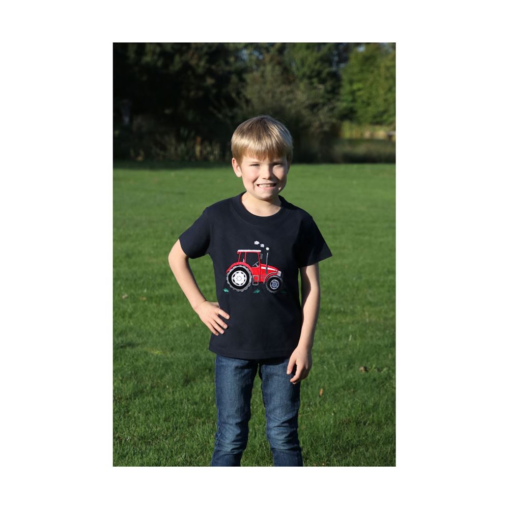 British Country Collection Big Red Tractor T-Shirt - Child (Navy)