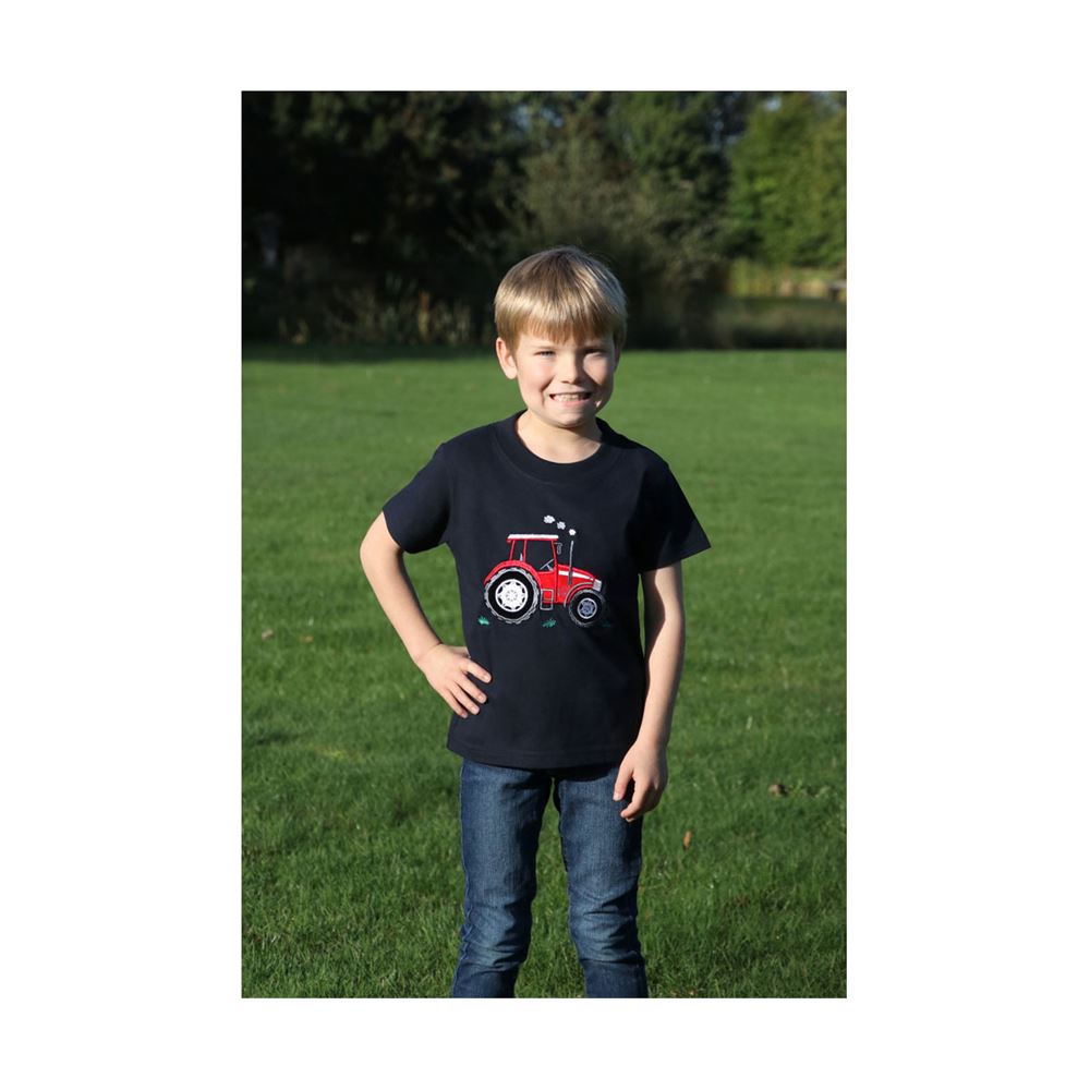British Country Collection Big Red Tractor T-Shirt - Child (Navy)
