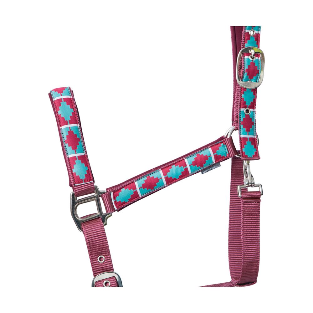 Hy Equestrian Woven Polo Head Collar and Lead Rope (Aqua/Fig)