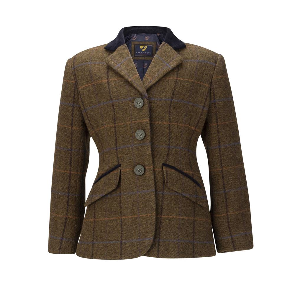 Shires Aubrion Saratoga Jacket - Young Rider (Oak Brown Check)
