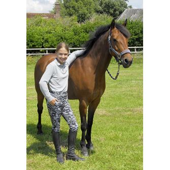 Rhinegold Children's Silicone Full Seat Riding Tights (Grey Camo)