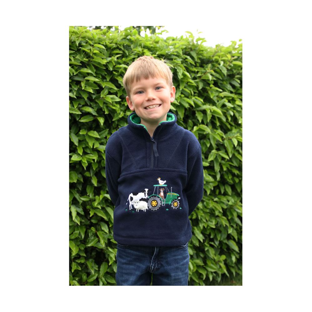 British Country Collection Farmyard Fleece Jacket - Child (Navy/Green)