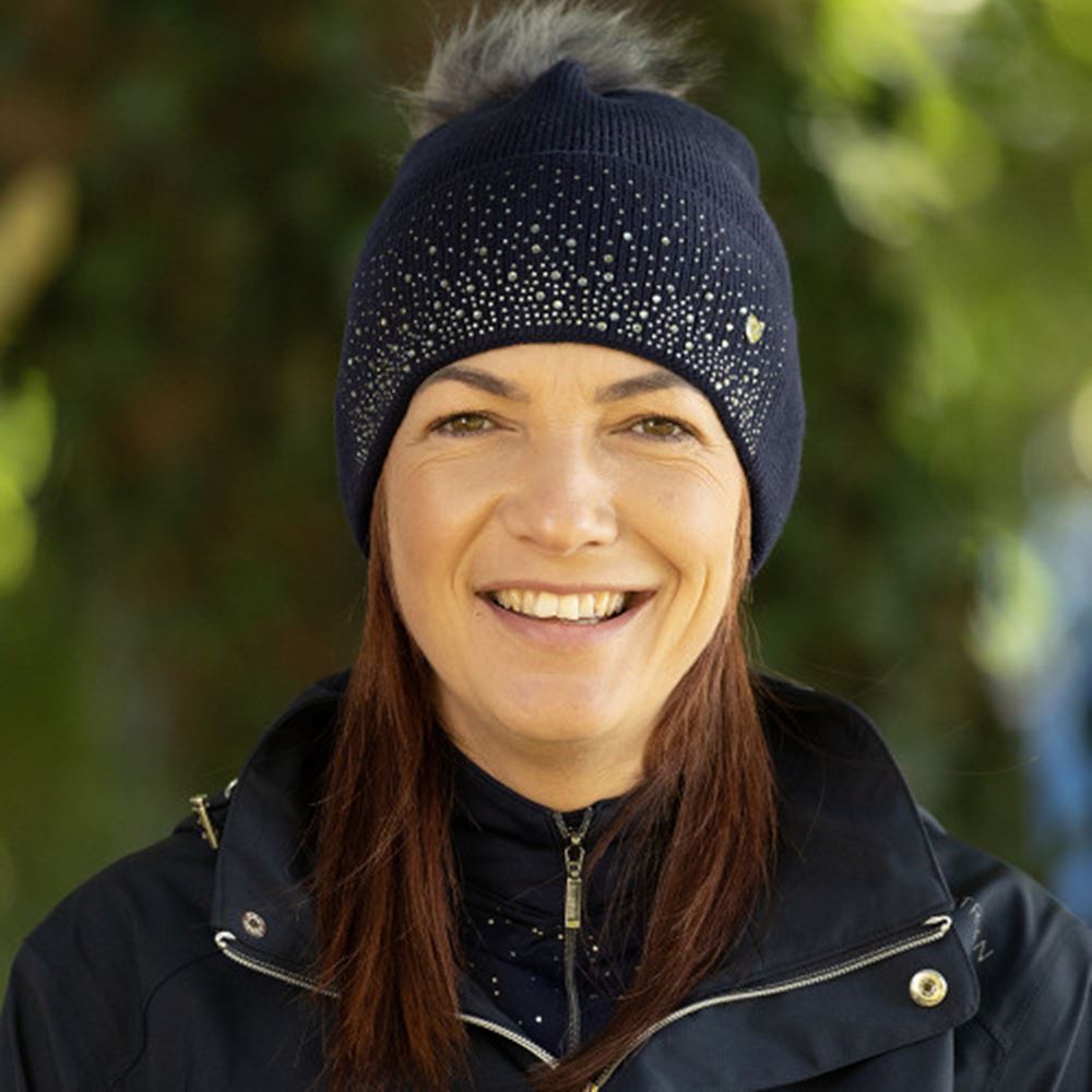 Hy Equestrian Synergy Diamante Bobble Hat (Navy)