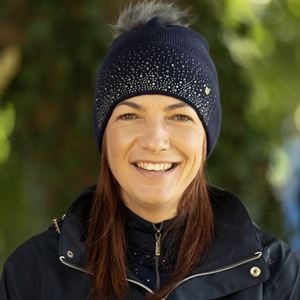 Hy Equestrian Synergy Diamante Bobble Hat (Navy)