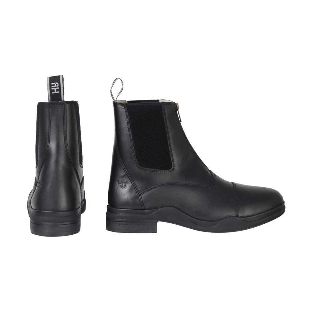 Hy Equestrian Fleece Lined Wax Leather Zip Jodhpur Boot