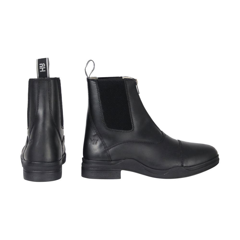 Hy Equestrian Fleece Lined Wax Leather Zip Jodhpur Boot