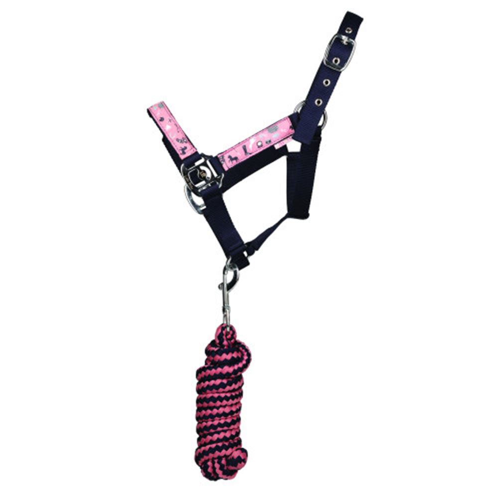 Pony Passion Head Collar & Lead Rope Set by Little Rider (Navy/Blush)