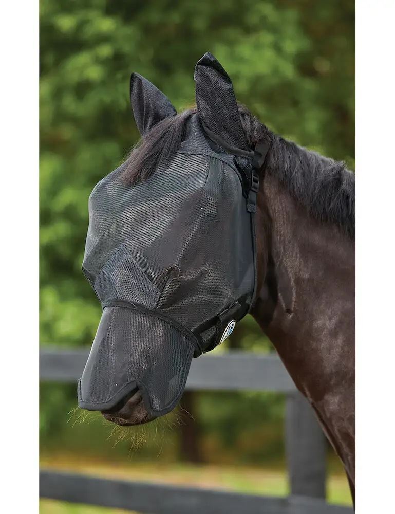 Weatherbeeta Comfitec Double Dart Deluxe Fly Mask with Ears & Nose (Black)