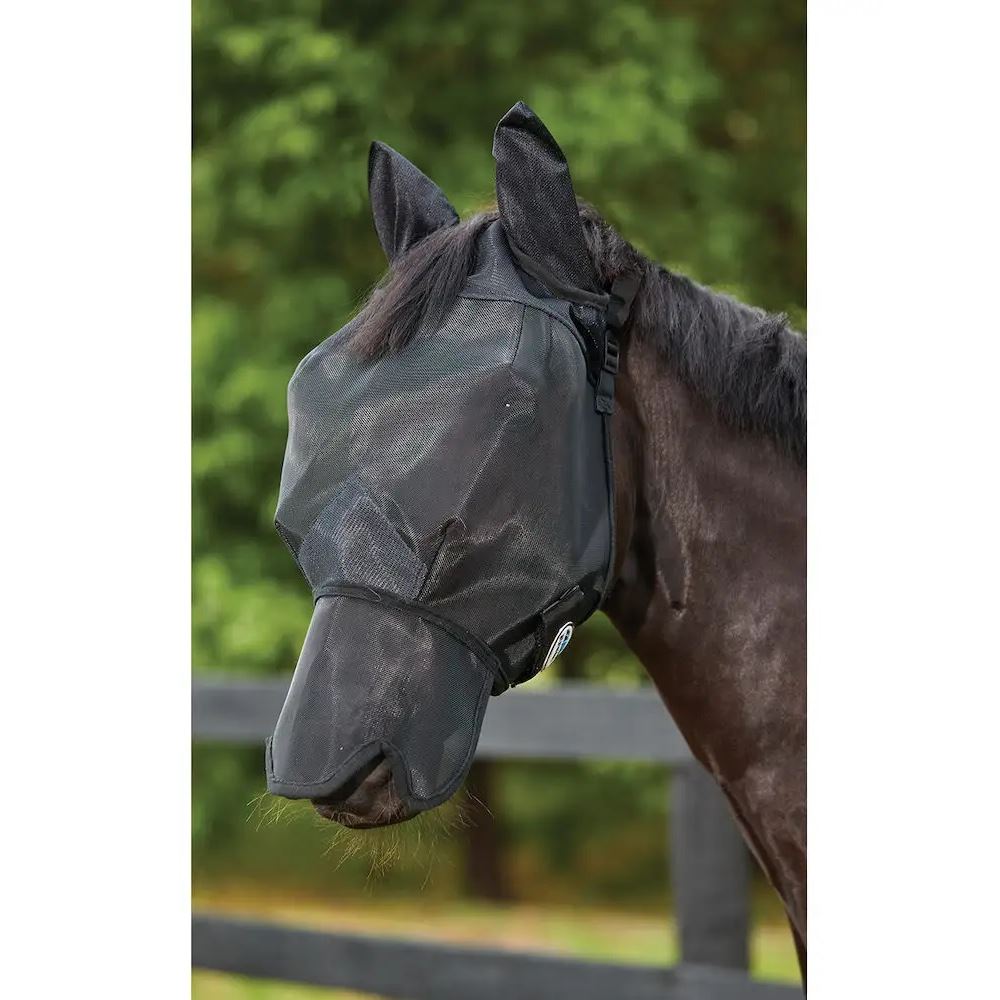 Weatherbeeta Comfitec Double Dart Deluxe Fly Mask with Ears & Nose (Black)