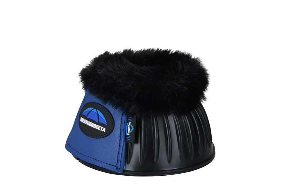 Weatherbeeta Tough-Tec Prime Fleece Trim Rubber Bell Boots (Black/Cobalt)