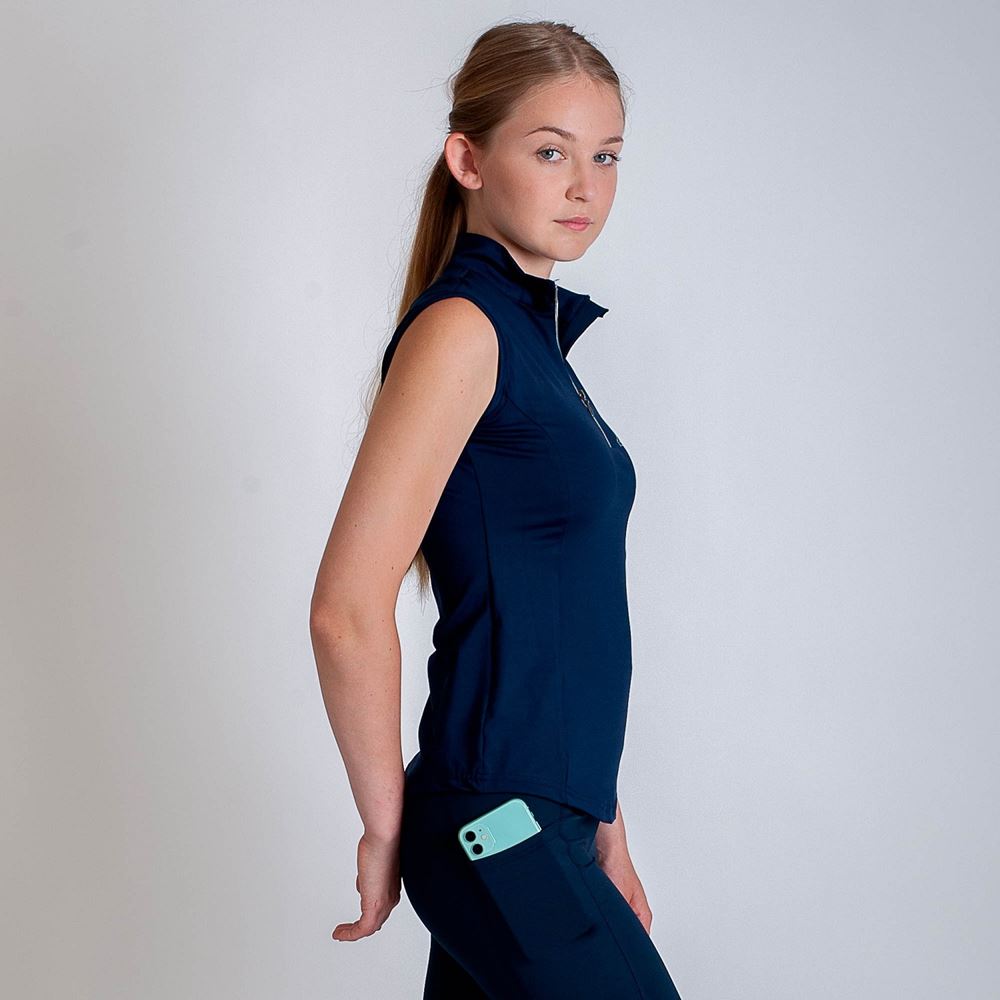 Gallop Sleeveless Zipped Neck Base-Layer (Navy)