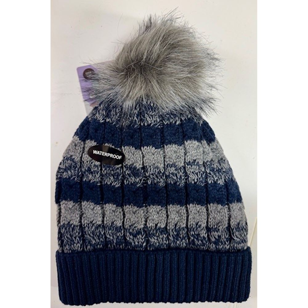 Platinum Adults Bute Waterproof Pom Beanie Hat (Navy)