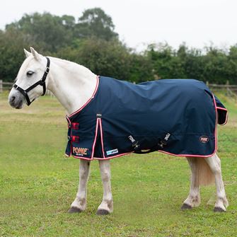 Gallop Ponie 600d Standard DURAPROOF Turnout Rug - 200g (Navy/Red)