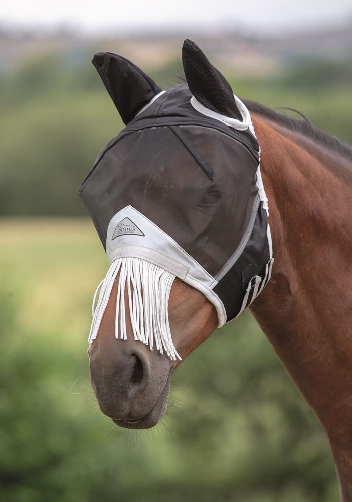 Shires Fine Mesh Fly Mask with Nose Fringe