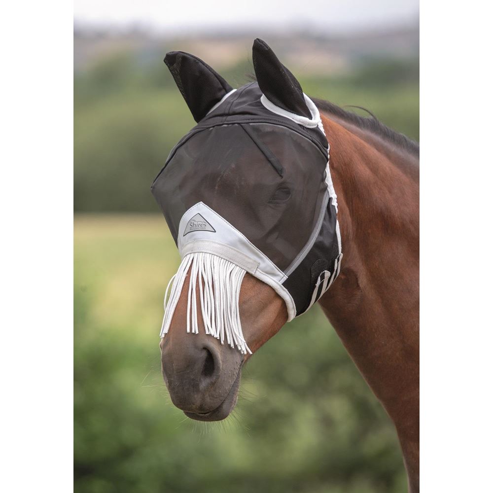 Shires Fine Mesh Fly Mask with Nose Fringe