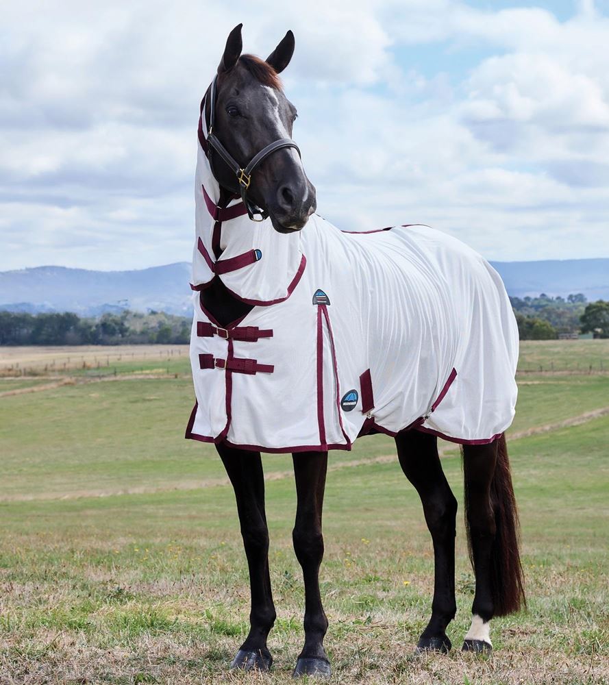 WeatherBeeta ComFiTec Essential Fly Sheet Combo (White/Burgundy)