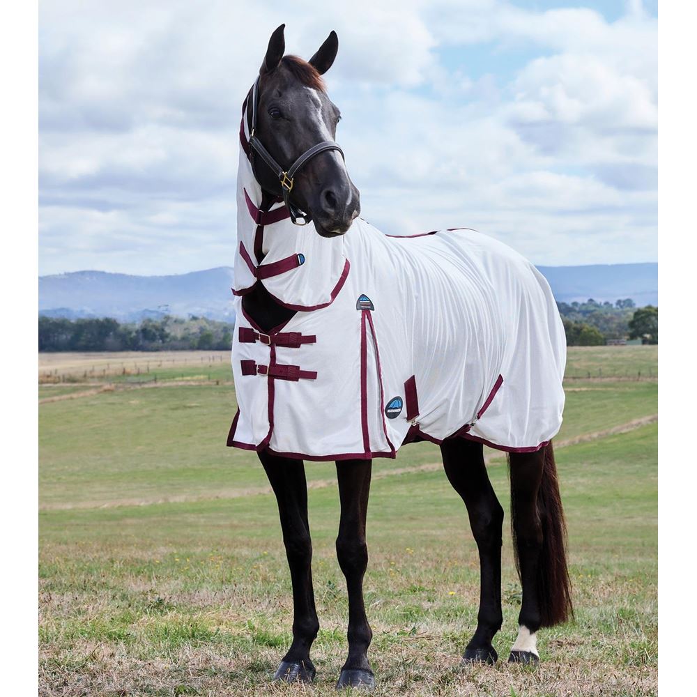 WeatherBeeta ComFiTec Essential Fly Sheet Combo (White/Burgundy)