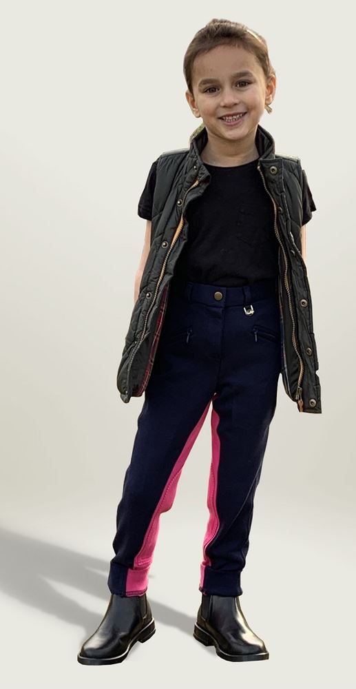 Gallop Childs Two Tone Jodhpurs (Navy/Pink)