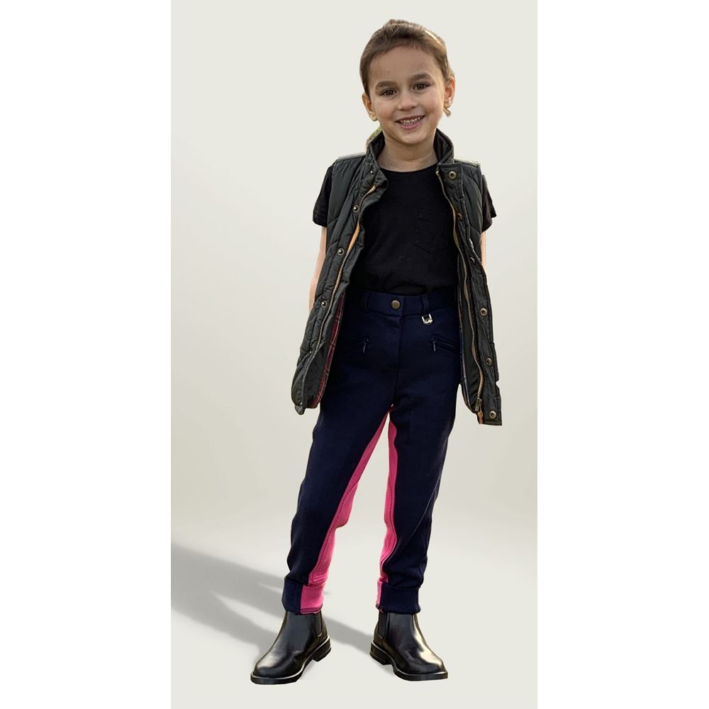 Gallop Childs Two Tone Jodhpurs (Navy/Pink)