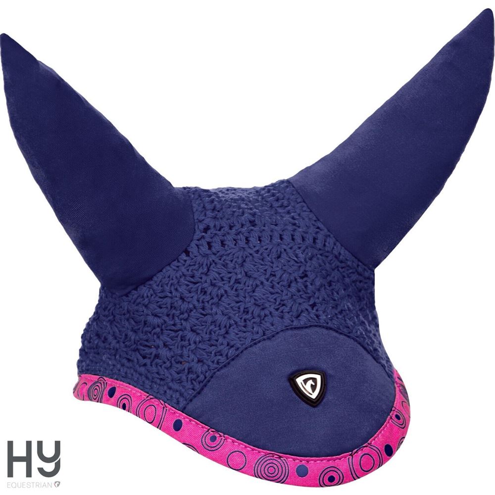 Hy Equestrian DynaMizs Ecliptic Fly Veil (Navy/Magenta)