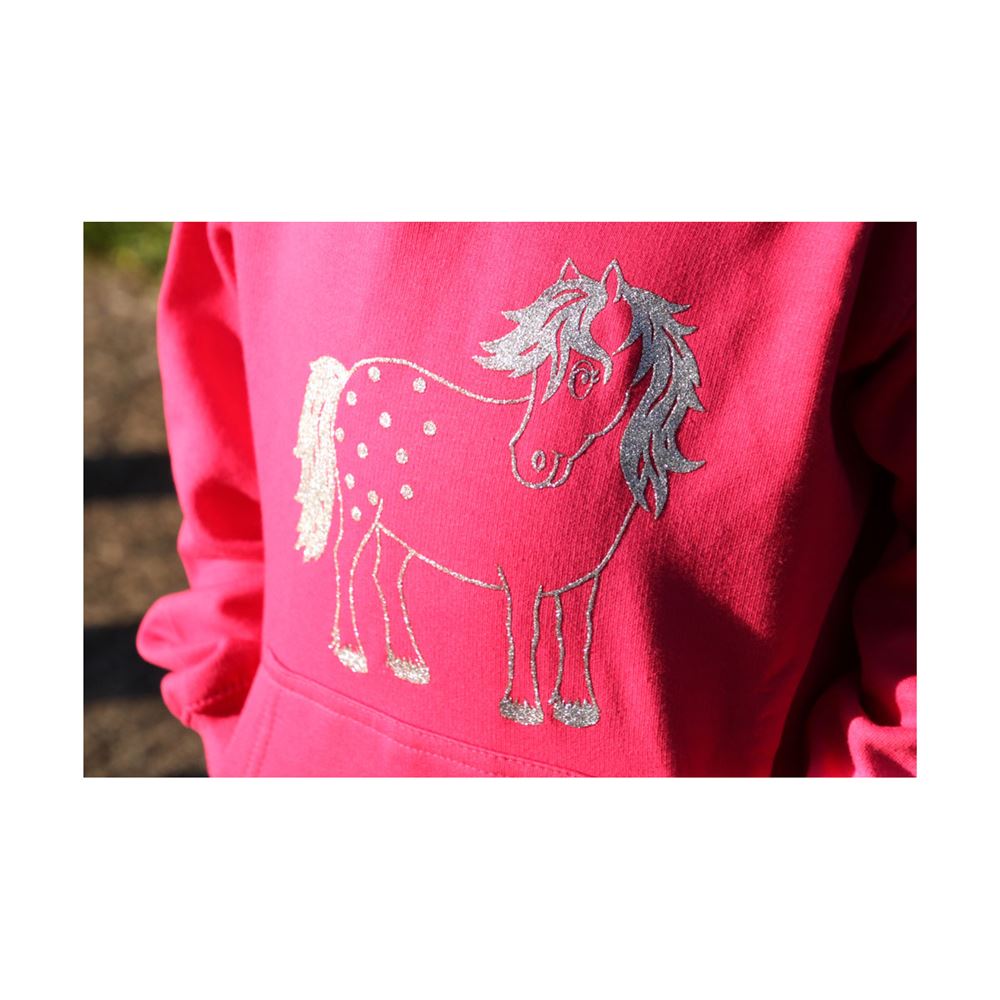British Country Collection Twinkle Pony Glitter Hoodie - Child (Fuchsia)