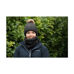 Hy Equestrian Melrose Cable Knit Bobble Hat (Black)