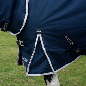 Gallop 600D TROJAN 100g Duraproof Combo Turnout (Navy with Beige/White bindings)