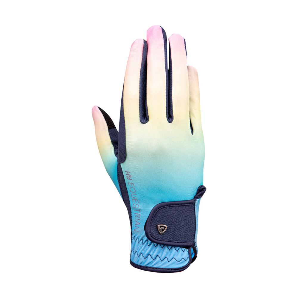 Hy Equestrian Ombre Riding Gloves - Child (Navy/Pastel)