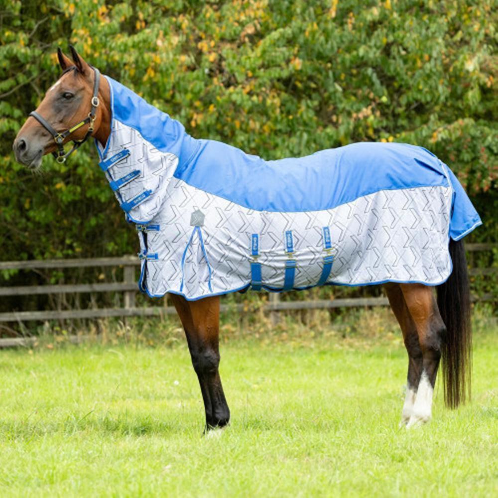 Hy Equestrian DefenceX Shield Quagga System Fly Rug (Blue/White)